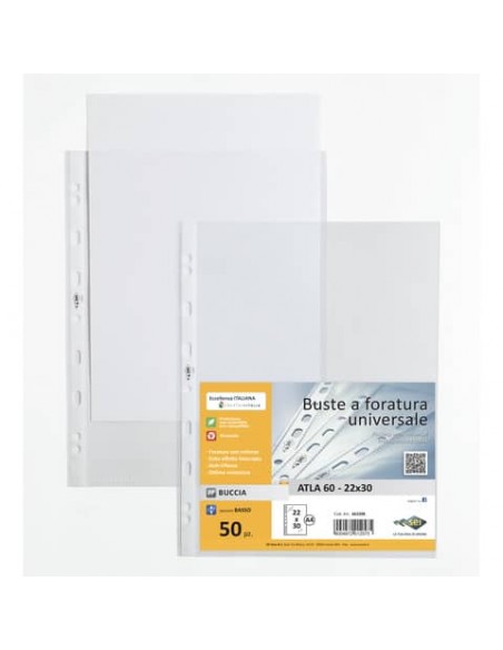 Buste in PP buccia Sei Rota Atla 60 - basso spessore trasparente 22x30 cm - conf. 50 buste - 662208