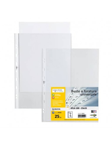 Buste in PP buccia Sei Rota Atla 100 - medio spessore trasparente 23x33 - conf. 25 buste - 662310 CF32-14