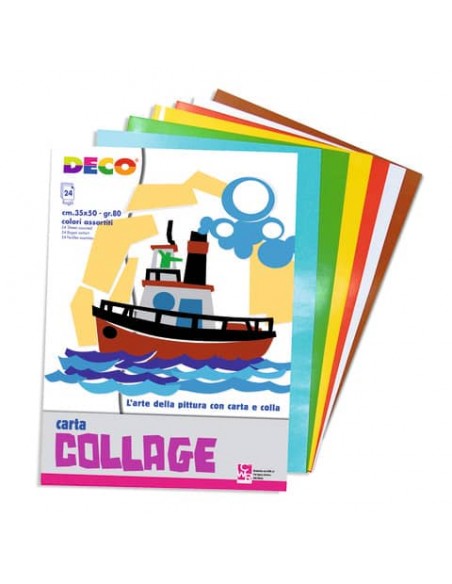 Album di carta rasata Deco 35x50 cm - 80 g - 5 conf. da 24 fogli colori assortiti - 714/24
