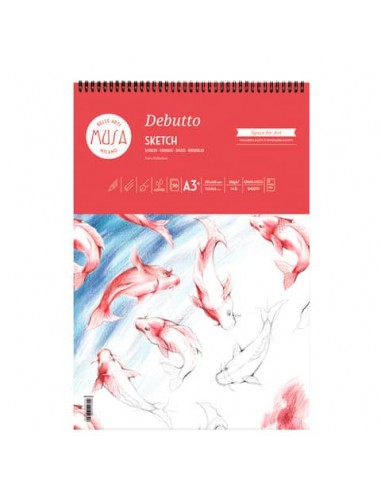Blocco con spirale Musa Debutto A3 120g/m2 - 50 fogli - MU133393