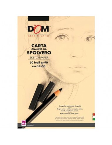 Blocco carta da spolvero DOM giallo tenue 90 g 35x50 cm - 50 fogli - 1033