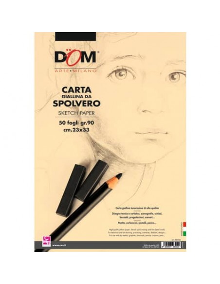 Blocco carta da spolvero DOM giallo tenue 90 g 23x33 cm - 50 fogli - 06452