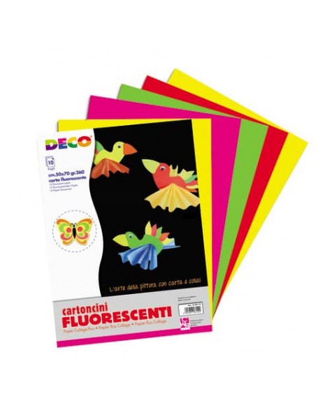 Cartoncini Fluo Deco formato 50x70 cm colori assortiti 260 g - conf. 10 pezzi - 2150/10
