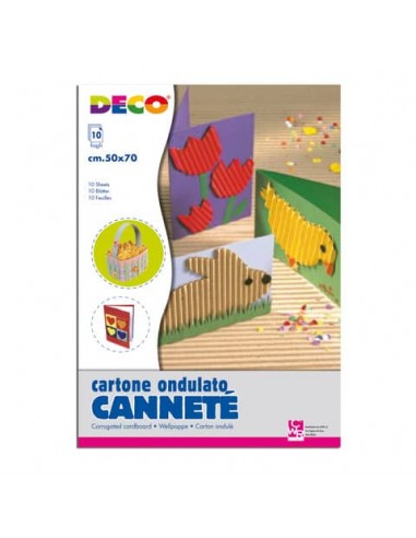 Cartoncino ondulato cannetè Deco 50x70 cm - 230 g - colori assortiti - conf. 10 pezzi - 2205