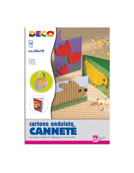 Cartoncino ondulato cannetè Deco 50x70 cm - 230 g - colori assortiti - conf. 10 pezzi - 2205