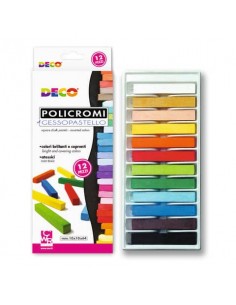 Gessi policromi quadrati Deco Gessopastello - colori assortiti - conf. 12 pezzi - MY/MCP12