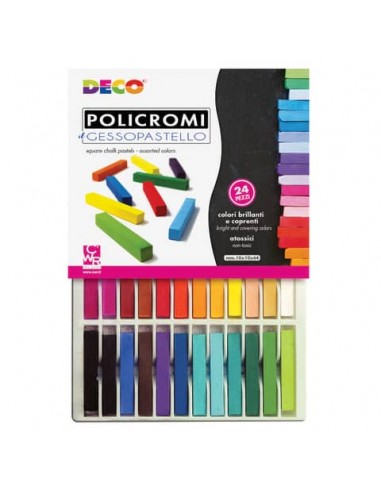 Gessi policromi quadrati Deco Gessopastello - colori assortiti - conf. 24 pezzi - MY/MCP24