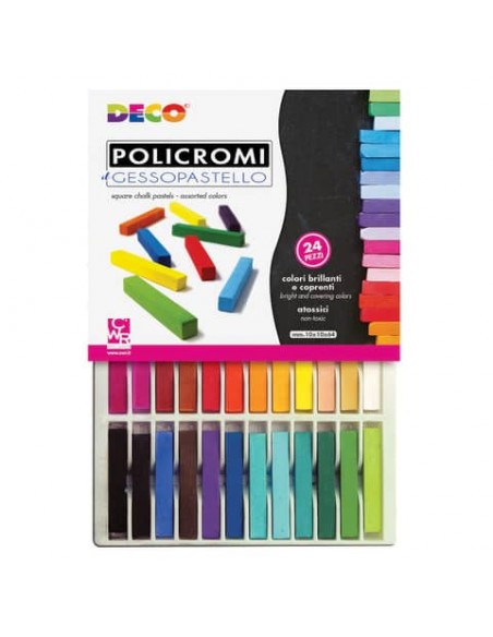 Gessi policromi quadrati Deco Gessopastello - colori assortiti - conf. 24 pezzi - MY/MCP24