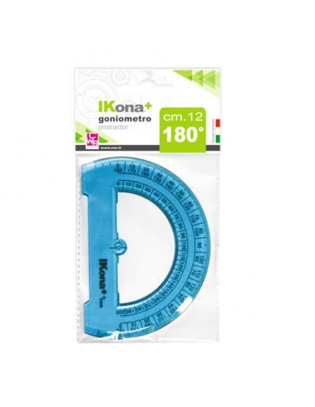 Goniometro semicircolare IKona+ 180° - Ø 12 cm - azzurro trasparente - 550