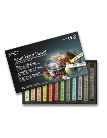 Pastelli semi duri quadrati CWR Gallery colori assortiti - conf. 12 pezzi - MY/MPL-12