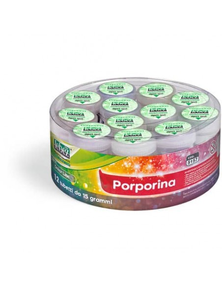 Porporina Lebez Dekor Line in barattolo 15 g - colori assortiti - conf. 12 pezzi - 5157