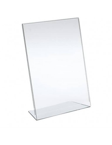 Portadepliant in acrilico con base a L Lebez formato 9x13 cm - verticale - trasparente - 7043