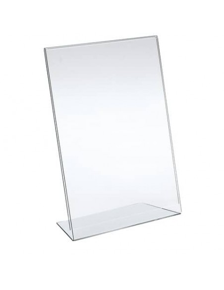 Portadepliant in acrilico con base a L Lebez formato 9x13 cm - verticale - trasparente - 7043