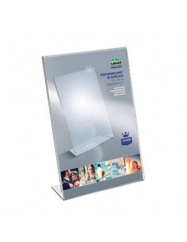Portadepliant in acrilico con base a L Lebez formato 13x18 cm - verticale - trasparente - 7045