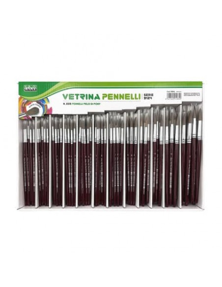 Espositore 228 pennelli in pelo di pony Lebez - punte assortite da 1  a 12 - 1984L