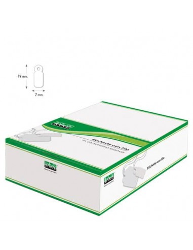 Etichette con filo in cartoncino bianco Lebez formato 7x19 mm - conf. 1000 pezzi - A383