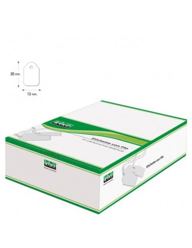 Etichette con filo in cartoncino bianco Lebez formato 13x20 mm - conf. 1000 pezzi - A387