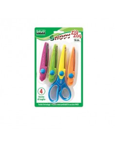 Forbice Lebez Zig-Zag con 4 lame acciaio inox intercambiabili da 16 cm - colori assortiti tenui - 4333L
