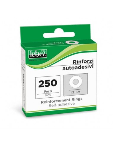 Occhielli adesivi Lebez Ø 16 mm - conf. 250 pezzi - colore bianco - 43-410