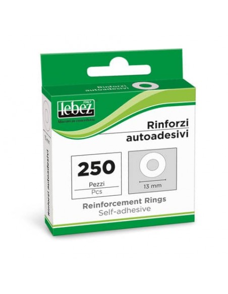 Occhielli adesivi Lebez Ø 16 mm - conf. 250 pezzi - colore bianco - 43-410