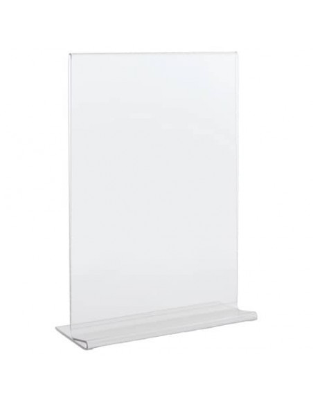 Portadepliant in PET Lebez con base a T formato A5 15x21cm - trasparente - 80995