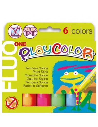 Playcolor tempera solida in stick 6 colori assortiti fluo - 10 gr 10431