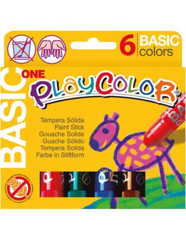 Playcolor tempera solida in stick 6 colori assortiti - 10 gr 10711