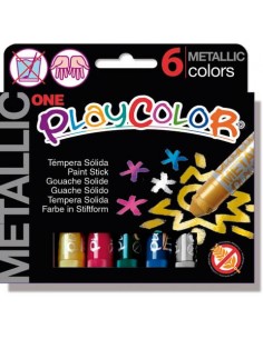 Playcolor tempera solida in stick 6 colori assortiti metallic - 10 gr 10321