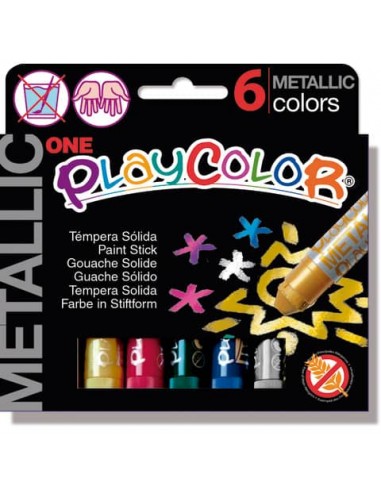 Playcolor tempera solida in stick 6 colori assortiti metallic - 10 gr 10321