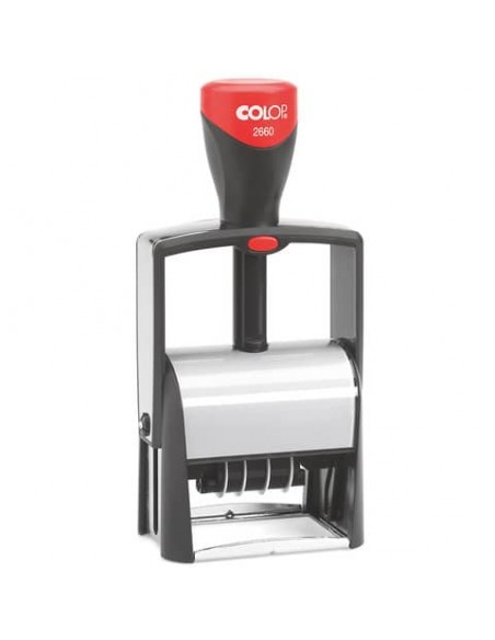 Timbro Colop 2600 autoinchiostrante datario con piastra personalizzabile 37x58 mm - 2660