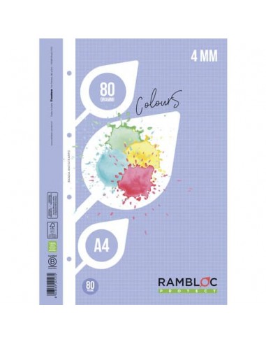 Ricambio rinforzato quaderni ad anelli Rambloc formato A4 colore azzurro - 4 mm - 90524127