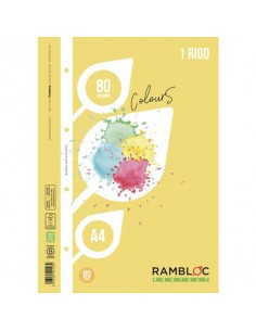 Ricambio rinforzato quaderni ad anelli Rambloc formato A4 colore giallo - 1R - 90524123