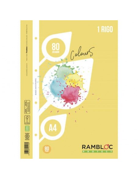 Ricambio rinforzato quaderni ad anelli Rambloc formato A4 colore giallo - 1R - 90524123