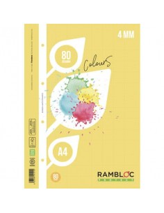 Ricambio rinforzato quaderni ad anelli Rambloc formato A4 colore giallo - 4 mm - 90524121