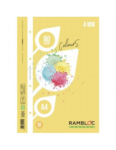 Ricambio rinforzato quaderni ad anelli Rambloc formato A4 colore giallo - 4 mm - 90524121