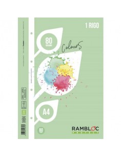 Ricambio rinforzato quaderni ad anelli Rambloc formato A4 colore verde - 1R - 90524353