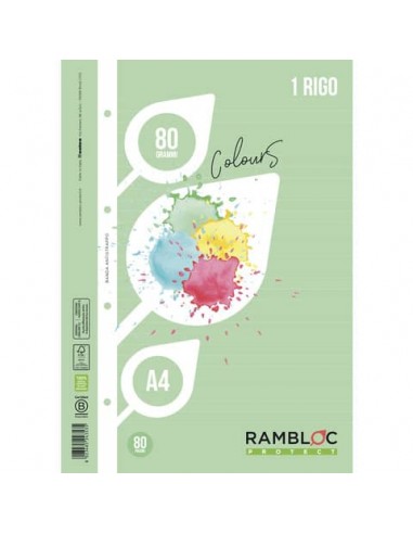 Ricambio rinforzato quaderni ad anelli Rambloc formato A4 colore verde - 1R - 90524353