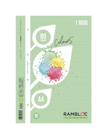 Ricambio rinforzato quaderni ad anelli Rambloc formato A4 colore verde - 1R - 90524353