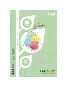 Ricambio rinforzato quaderni ad anelli Rambloc formato A4 colore verde - 5 mm - 90524355