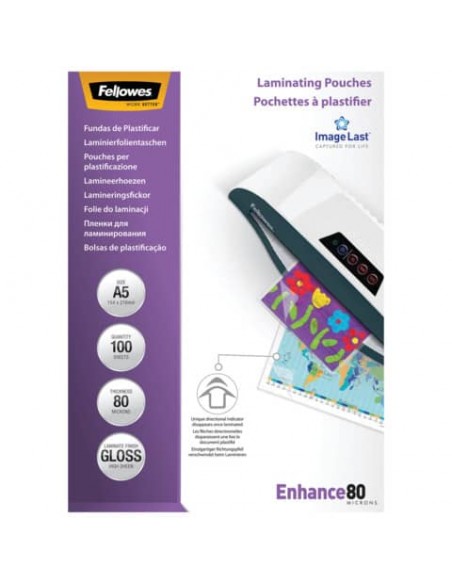 Pouches Fellowes Enhance 80 confezione da 100 pezzi Formato A5 5306002