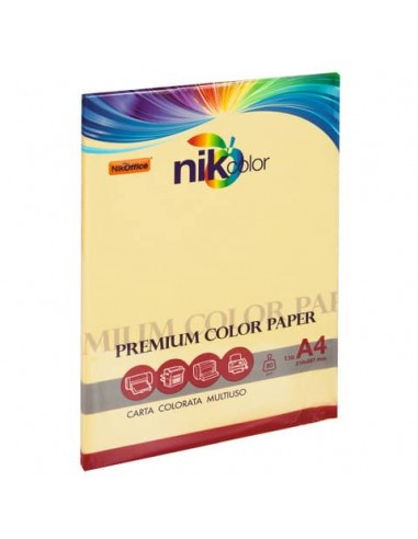 Carta colorata colori pastello formato A4 Nikoffice 5 colori assortiti pastello 80 g - 100 ff - 23NIK095