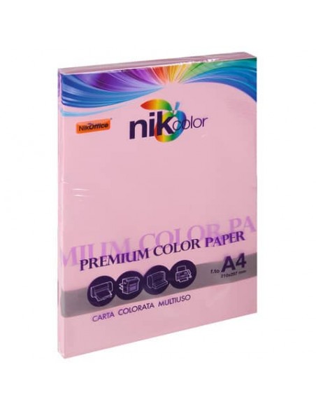 Carta colorata colori pastello formato A4 Nikoffice 5 colori assortiti pastello 160 g - 125 ff - 23NIK094/160