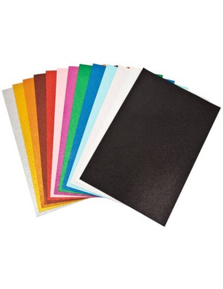Foam in gomma Nikoffice EVA formato A4 colori assortiti glitterato non adesivo - conf. 10 fogli - 23NIK132