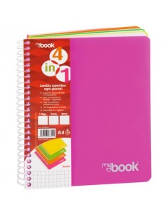 Quaderno Maxi spiralato con fori e copertina 4 in 1 Nikoffice A4 - 100 ff - 80 g 1R - 30NIK083