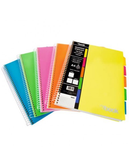 Quaderno spiralato Nikoffice con fori e separatori - 100 ff - 80 g formato A5 - 5 mm - 30NIK106/A5