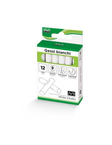 Gessi tondi non polverosi Lebez Ø 9 mm colore bianco - 20 conf. da 12 gessetti - 514