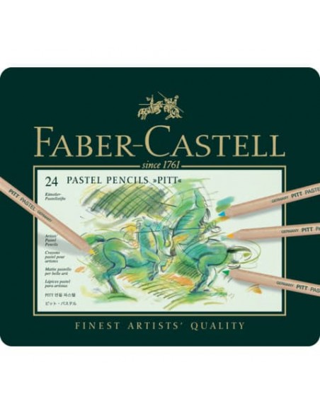 Astuccio in metallo matite Faber- Castell Pitt Pastel - colori assortiti - conf.24 pezzi - 112124