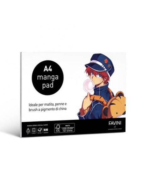 Blocco collato Favini Manga Pad 140 g - 30 fogli formato A4 A4200C4
