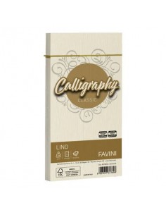 Busta Favini Lino Calligraphy 120 g - formato 11x22 cm - conf. 25 pz - colore avorio - A57Q514
