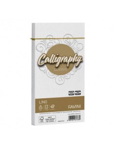 Busta Favini Lino Calligraphy 120 g - formato 11x22 cm - conf. 25 pz - colore bianco - A570514